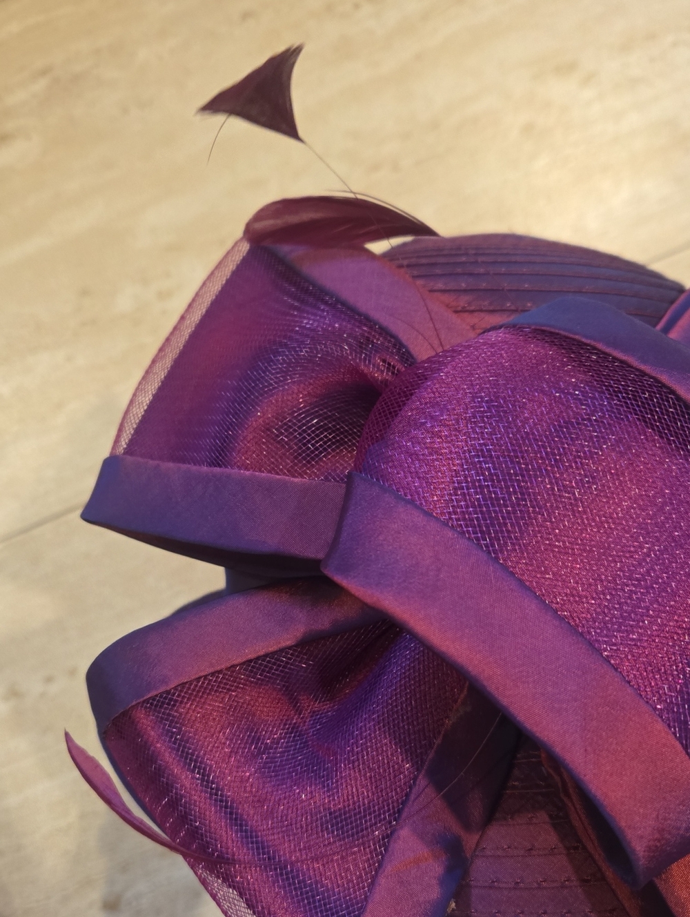 Giovannio New York Purple Iridescent Ribbon/Feather Accent Hat - Picture 3 of 11